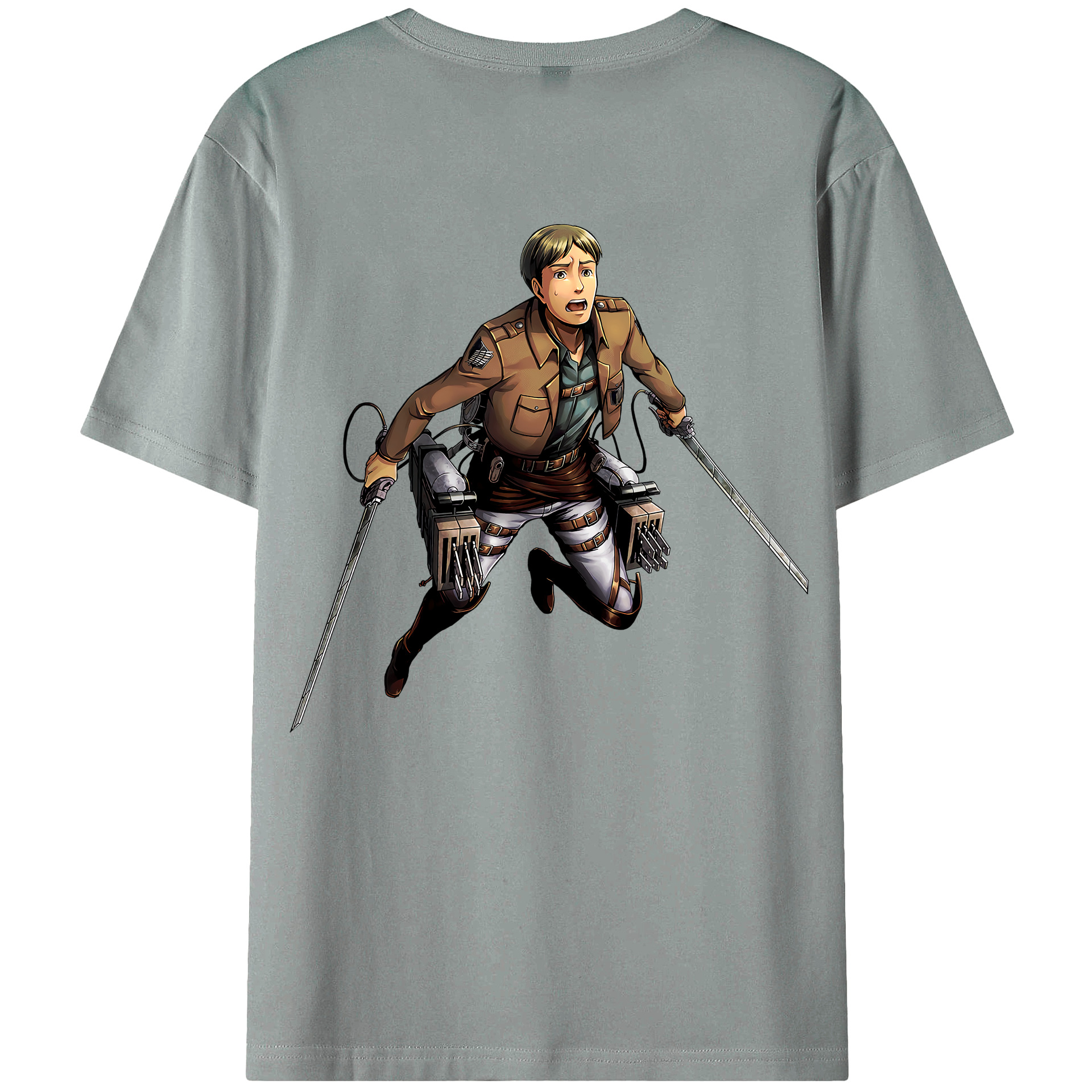 （画像用） 進撃の巨人 Attack on Titan 綿100％ メンズ半袖Tシャツ（バックプリント） 通気性